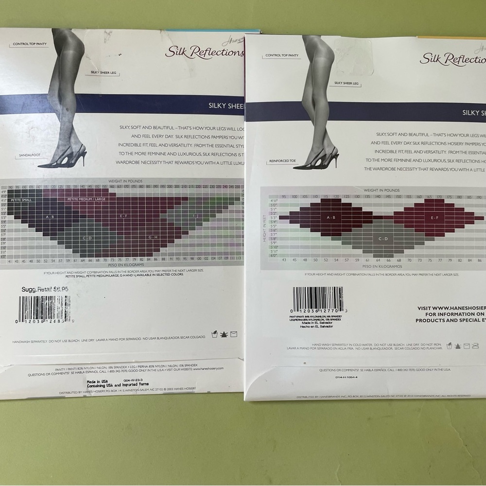 New Silk Reflections Hanes two pair of tights - Picture 4 of 6